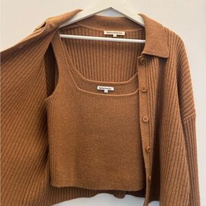 Reformation Cashmere Knit Brown Sweater Set